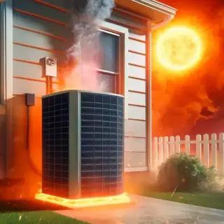 The Texas Heatwave melts down an air conditioner under the intense sun.