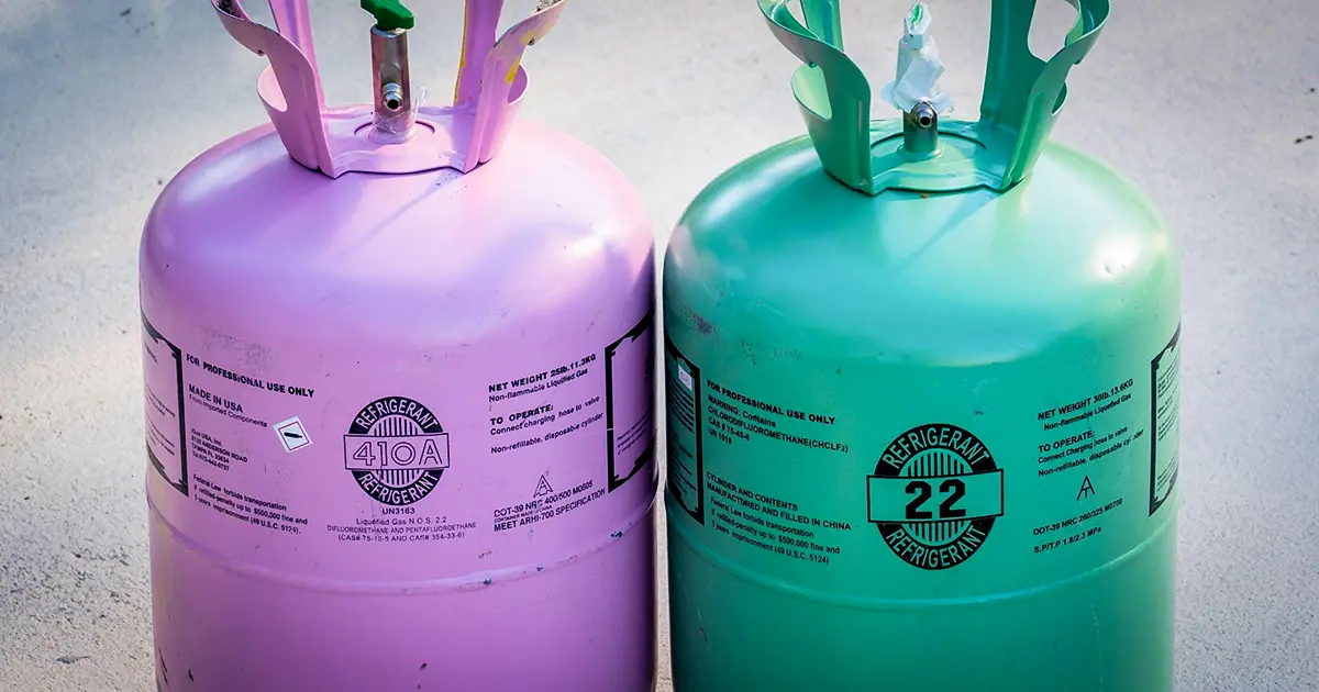 Two canisters of obsolete HVAC refrigerant.