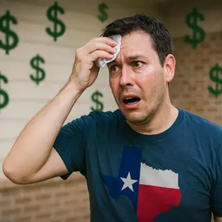 A man in a Texas tshirt is sweating the rising prices of HVAC equipment.