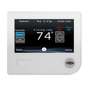 A Carrier smart thermostat.