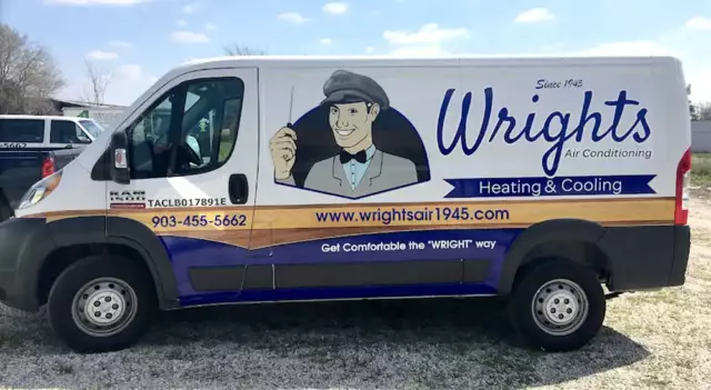 One of Mr. Comfort's HVAC repair vans, ready to dispatch Wright's Air Conditioning to a customer in Rockwall TX